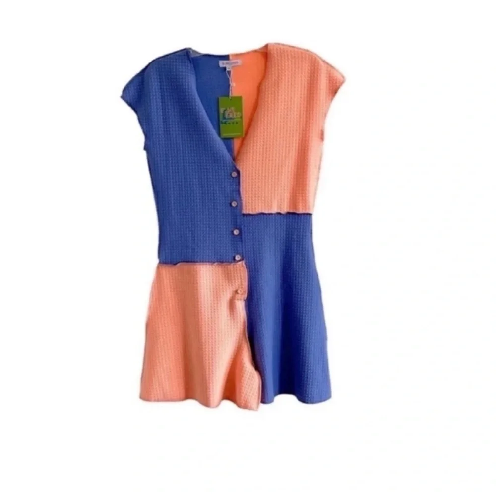 NWT Elsie & Fred Party In The Park Paneled Playsuit Purple Coral Color Block